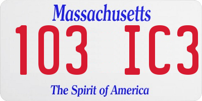 MA license plate 103IC3