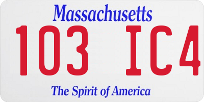 MA license plate 103IC4