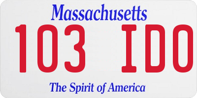 MA license plate 103ID0