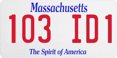 MA license plate 103ID1
