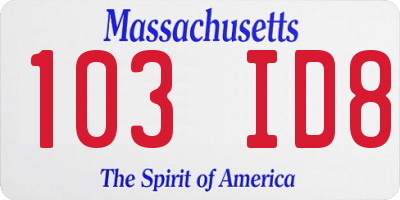 MA license plate 103ID8