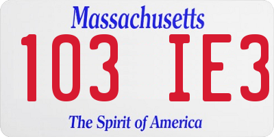 MA license plate 103IE3