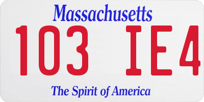 MA license plate 103IE4