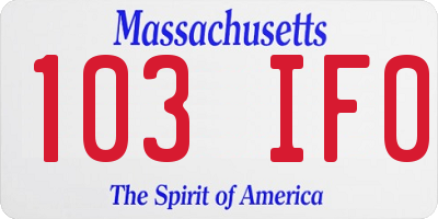 MA license plate 103IF0