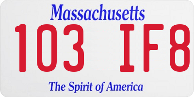 MA license plate 103IF8