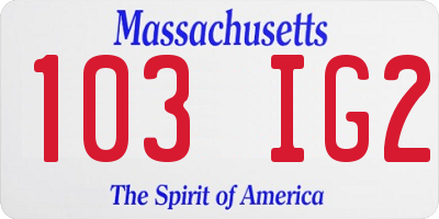MA license plate 103IG2