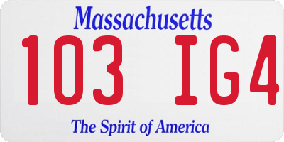 MA license plate 103IG4
