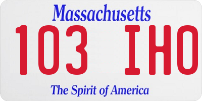 MA license plate 103IH0