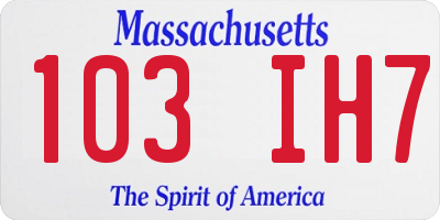 MA license plate 103IH7