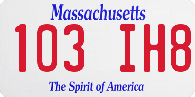 MA license plate 103IH8