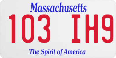 MA license plate 103IH9