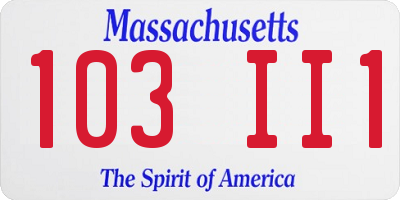 MA license plate 103II1