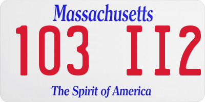 MA license plate 103II2