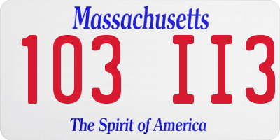 MA license plate 103II3