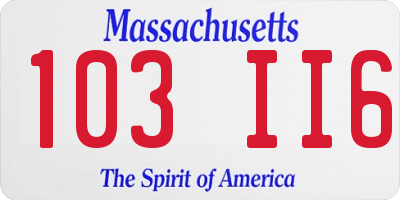 MA license plate 103II6