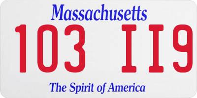 MA license plate 103II9