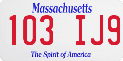 MA license plate 103IJ9