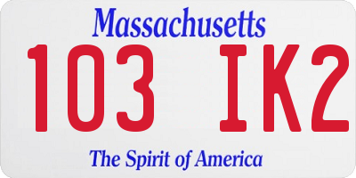 MA license plate 103IK2