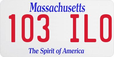 MA license plate 103IL0