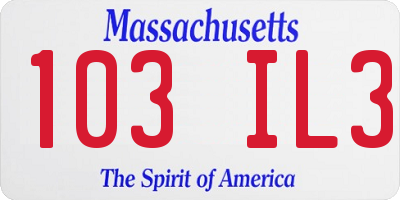 MA license plate 103IL3