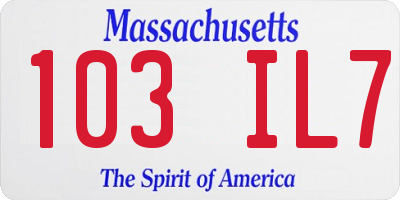 MA license plate 103IL7