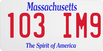 MA license plate 103IM9