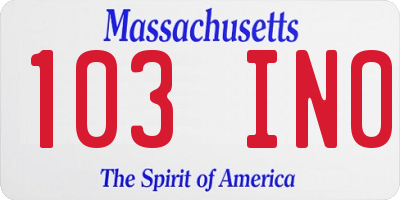 MA license plate 103IN0