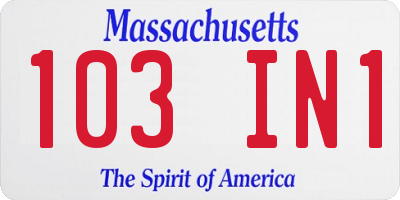 MA license plate 103IN1