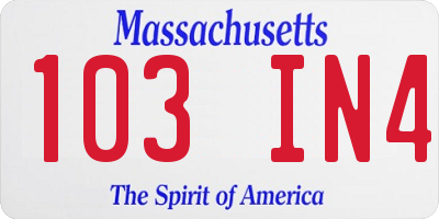 MA license plate 103IN4