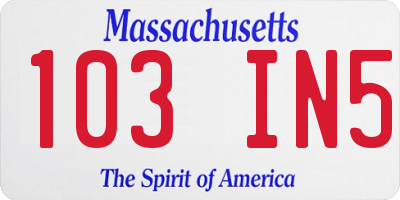 MA license plate 103IN5