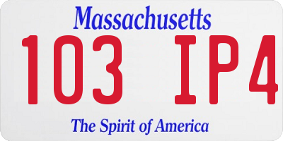 MA license plate 103IP4