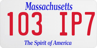 MA license plate 103IP7