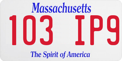 MA license plate 103IP9