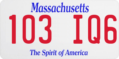 MA license plate 103IQ6