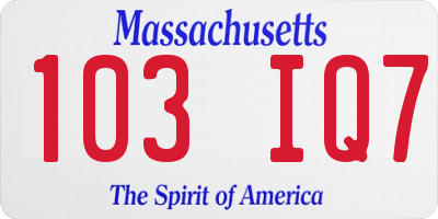 MA license plate 103IQ7