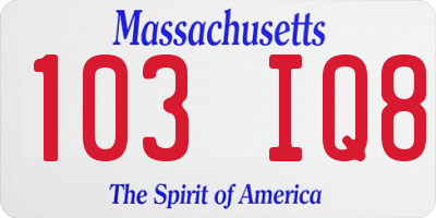MA license plate 103IQ8