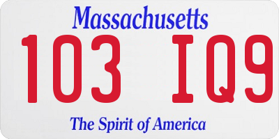 MA license plate 103IQ9