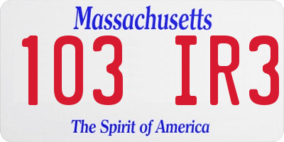MA license plate 103IR3