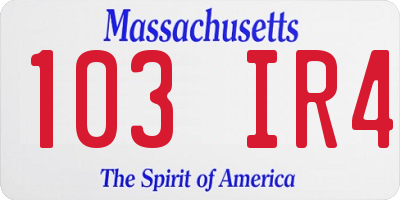 MA license plate 103IR4