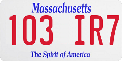 MA license plate 103IR7
