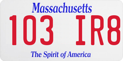 MA license plate 103IR8
