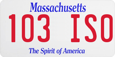 MA license plate 103IS0