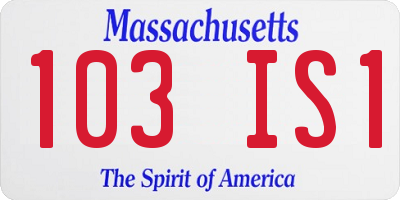 MA license plate 103IS1