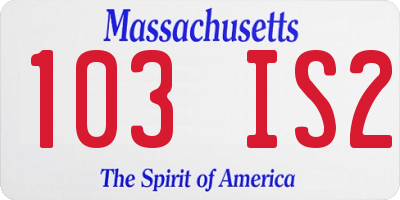 MA license plate 103IS2