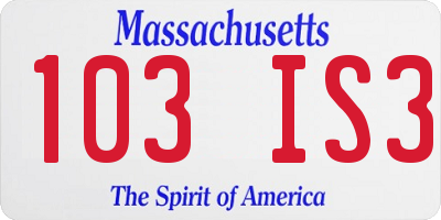 MA license plate 103IS3