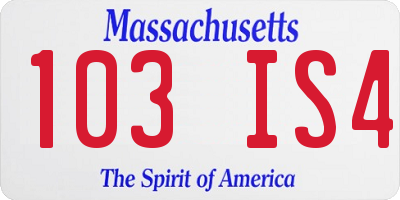 MA license plate 103IS4