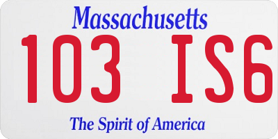 MA license plate 103IS6