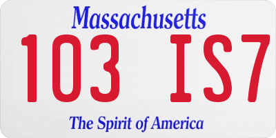 MA license plate 103IS7