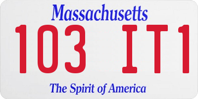 MA license plate 103IT1