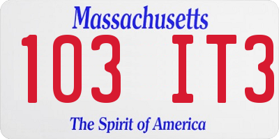 MA license plate 103IT3